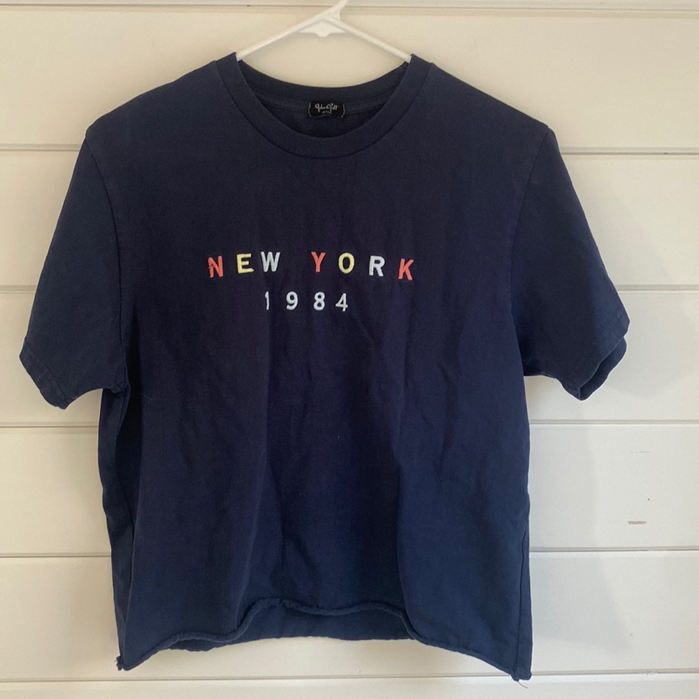 Brandy Melville | Navy Blue Tee with "New York" Writing on Front | Great Conditi
